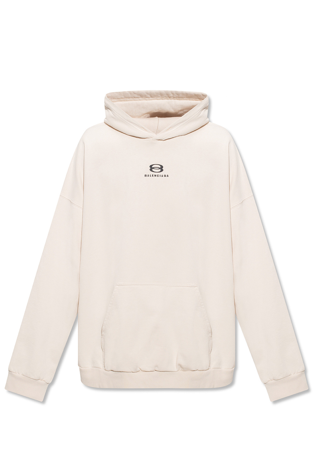 Cream Hoodie with logo Balenciaga Black Hoodie In Organic Cotton With Logo Printed On The Chest SchaferandweinerShops Spain